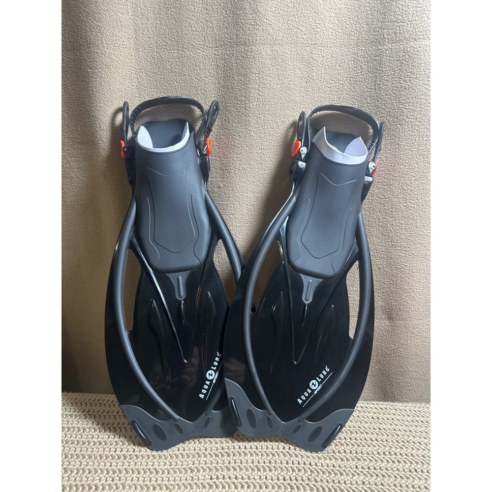 Aqua Lung Sport Snorkeling Fins Black Grey S/M 4.5-8.5 Adjustable Open Heel